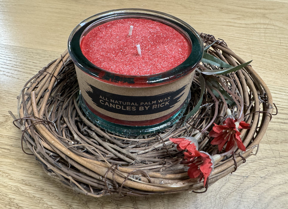 large jar candle in cranberry