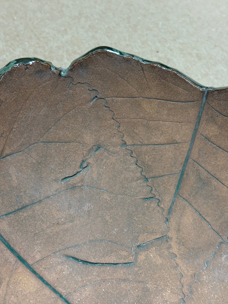 up close of details on cottonwood leaf bowl