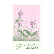 Calendar with floral design and '2026' on a pink background