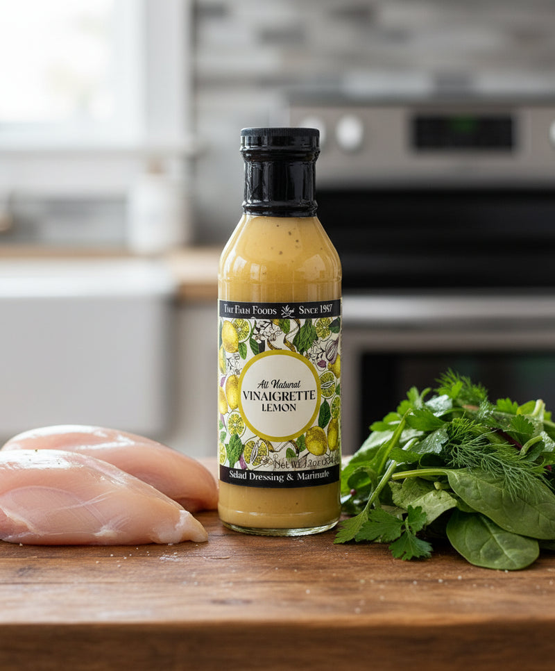 Bottle of lemon vinaigrette 