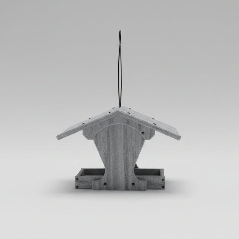 Little Oasis Recycled Bird Feeder - marble grey rear view

