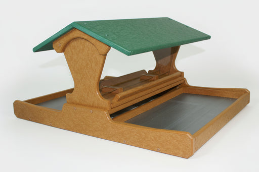 Magnet Post Mount Recycled Feeder - Tan with Green Roof