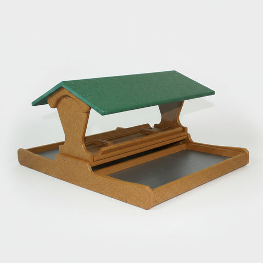 Magnet Post Mount Recycled Feeder - Tan with Green Roof