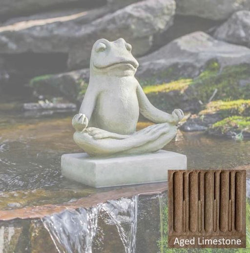 Mini Zen Frog Stone Statuette - Aged Limestone