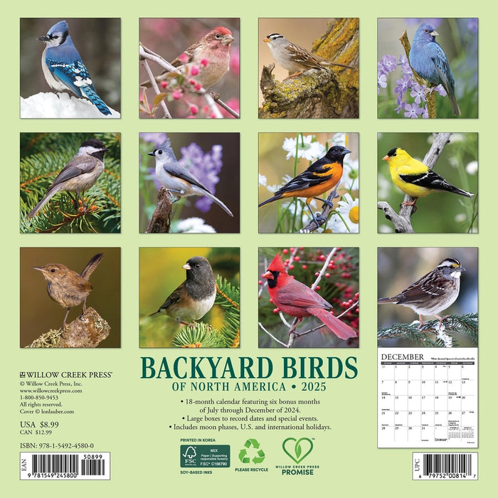 Backyard Birds Mini Wall Calendar
Back Cover with sample photos