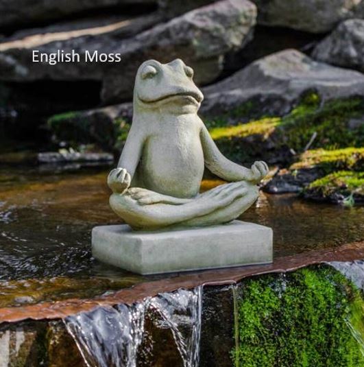 Mini Zen Frog Stone Statuette - English Moss