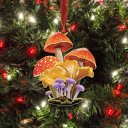 Mushroom-shaped Christmas ornament on a decorated tree