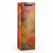 Wine bottle bag with exoskeleton leaf pattern on a white background