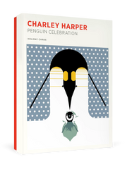 Boxed Cards - Charley Harper Penguin Celebration with a penguin illustration on a white background