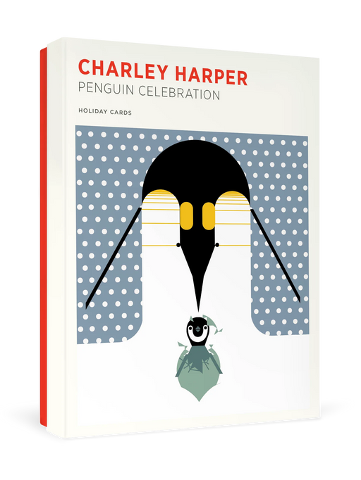 Boxed Cards - Charley Harper Penguin Celebration with a penguin illustration on a white background