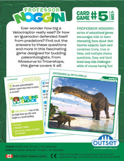 Educational card game for Professor Noggin World of Dinosaurs illustration of sample game card.