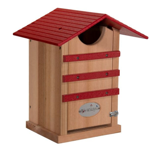 Cedar Screech Owl Nesting Box - Red Roof