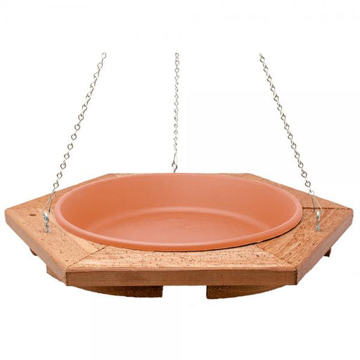 Mini Hanging Bird Bath - clay colored plastic insert