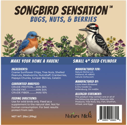 Songbird Sensation Bugs, Nuts & Berries new label ingredient analysis