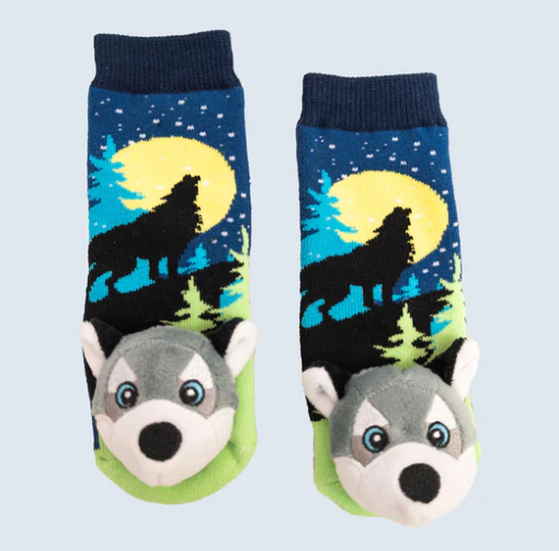 Timber Wolf Toddler Slipper Socks