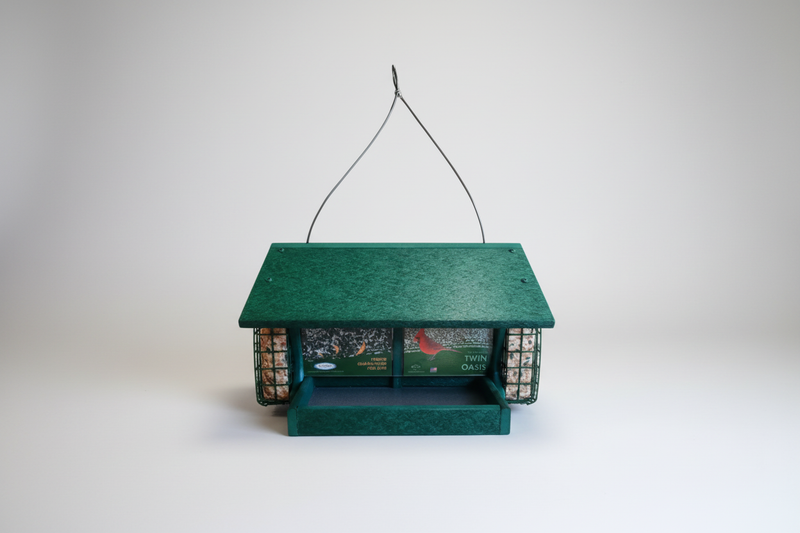 Twin Oasis with Suet Cages Recycled Bird Feeder