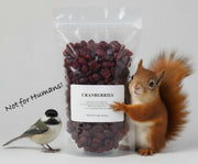 Dried cranberries for our feathered and furry friends. This product is not for human consumption