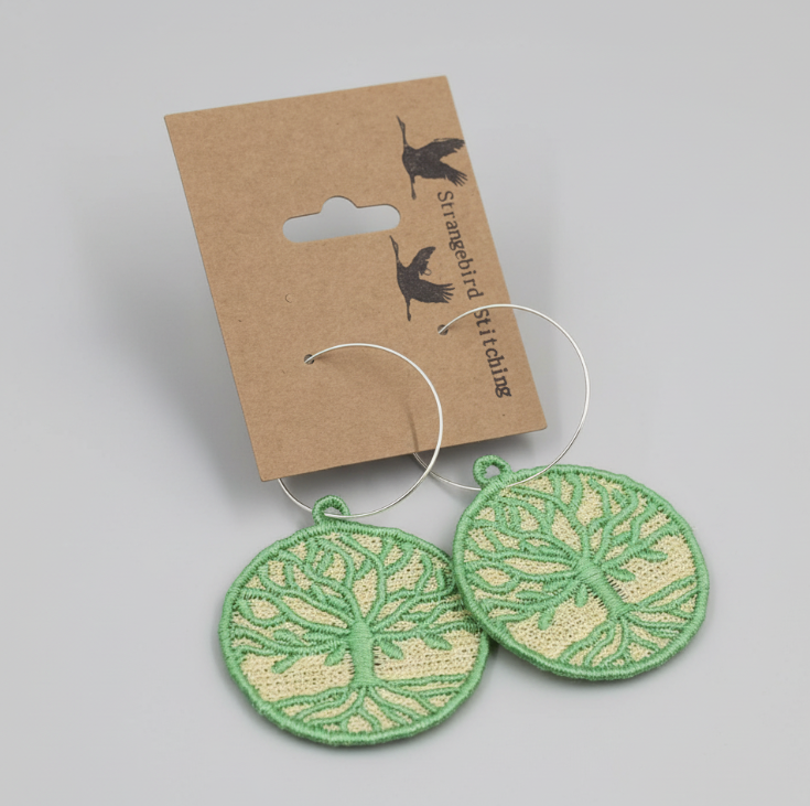 Hoops Embroidered Earrings - Tree of Life