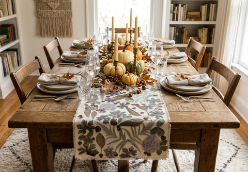 Table Runner Leaves- Silk Twill
fall tablescape