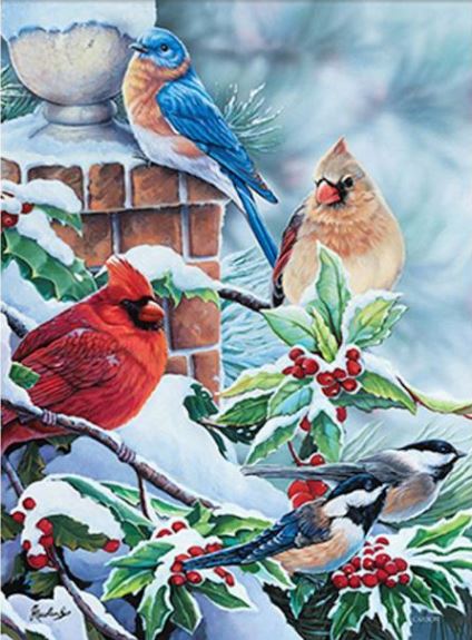Songbirds in the Snow Garden Flag
