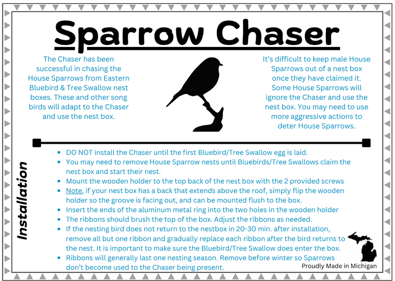 Sparrow Chaser written directions provided by the manufacturer