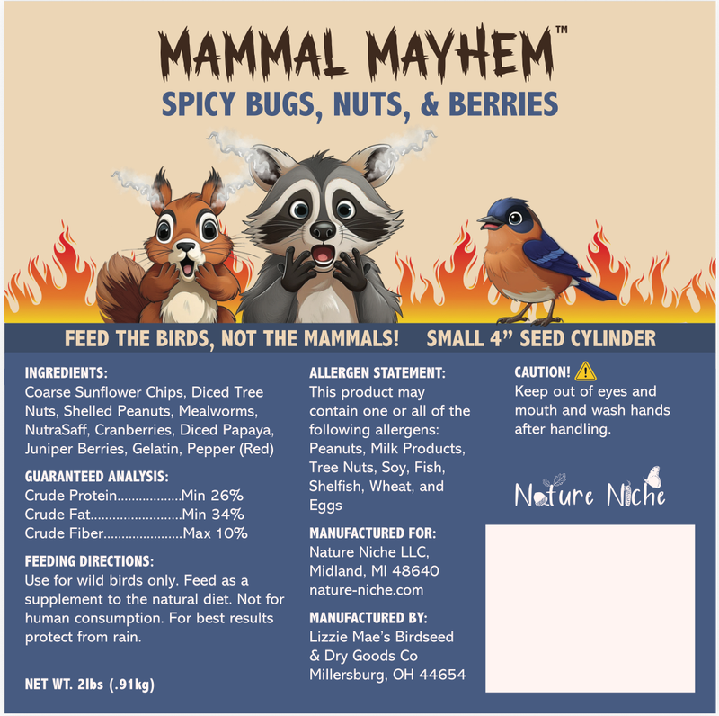 Nutritional analysis for the new spicy bugs, nuts and berries formula