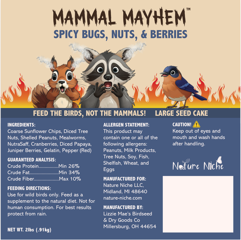 Spicy, Bugs, Nuts & Berries seed cake nutritional ingredient information