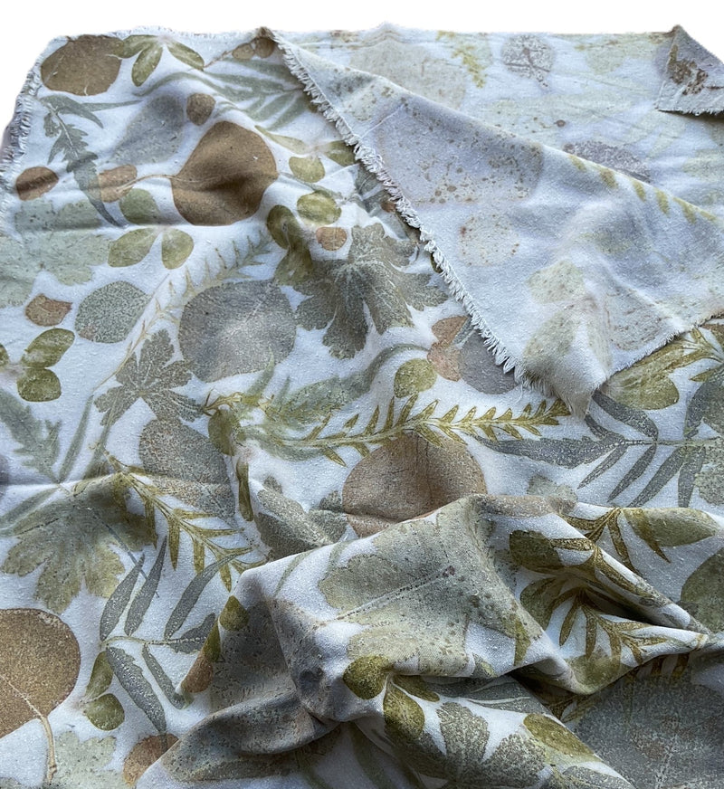 Table Runner Leaves Silk Noil with No Dye - Small