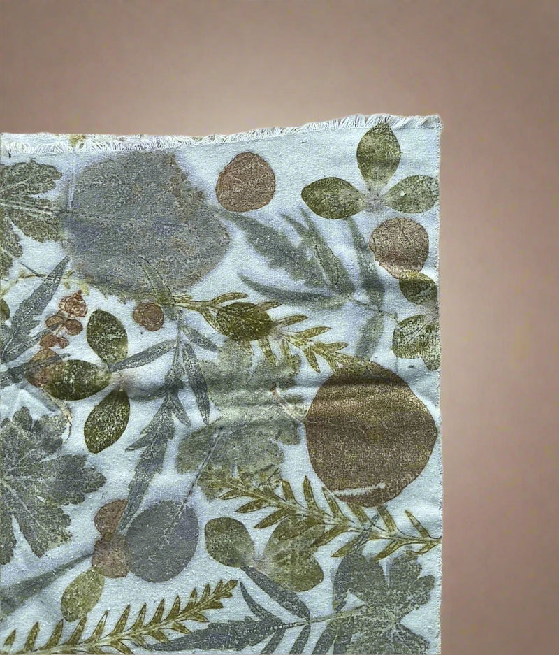 Table Runner Leaves Silk Noil with No Dye - Small