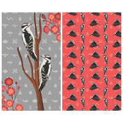 Double sided tea towel - designs  featuring woodpeckers