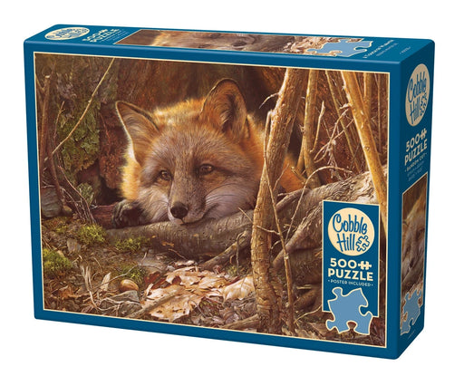 Cobble Hill puzzle box with a fox in a forest design