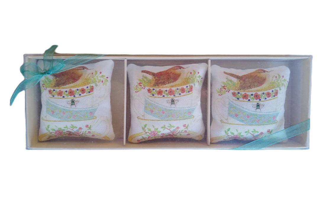 Stacked Teacups Gift Boxed Lavender Sachets - Set of 3