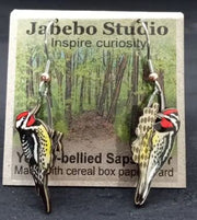 Yellow Bellied Sapsucker Earrings with packaging