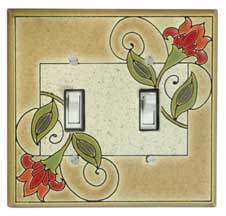 Double Light Switch in Jacobean Flowers pattern