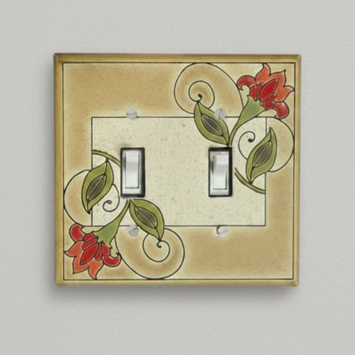 Double Light Switch in Jacobean Flowers pattern