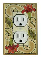 Single Outlet/Receptacle in Jacobean Flowers pattern