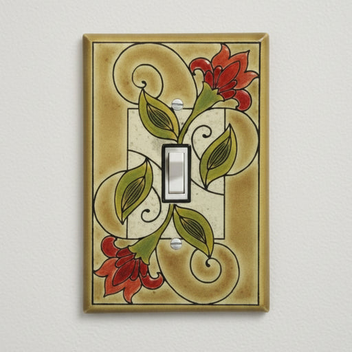 Single Light Switch in Jacobean Flowers pattern