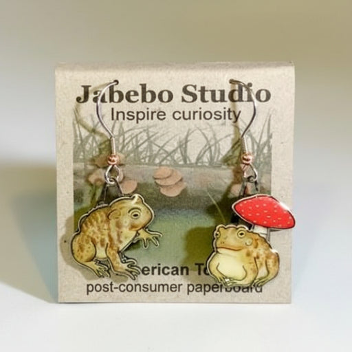 American Toad Earrings with packaging