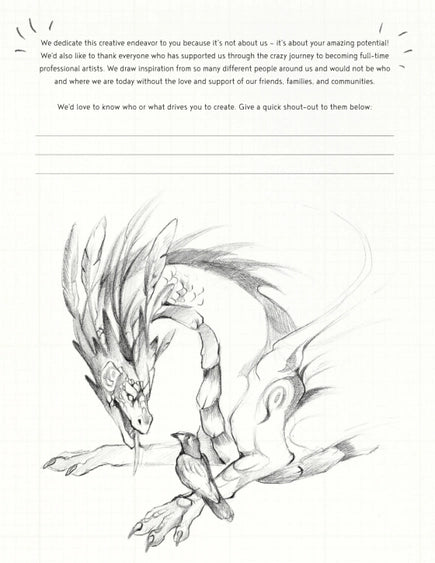 text and a place to write with an illustration of a dragon