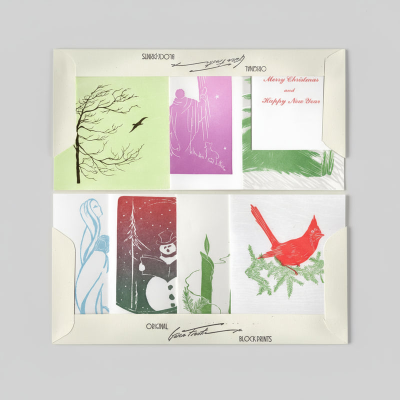 Assorted holiday cards in various sizes and prints