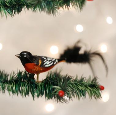 Baltimore Oriole Ornament - Set of 6 - closeup