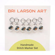 Baltimore Oriole Stitch Marker Set with packaging