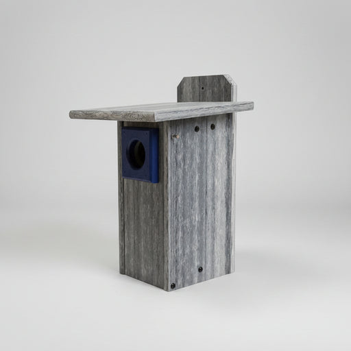 Recycled Plastic Bluebird House with Predator Guard - Marble Gray/Navy