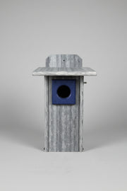 Recycled Plastic Bluebird House with Predator Guard - Marble Gray/Navy