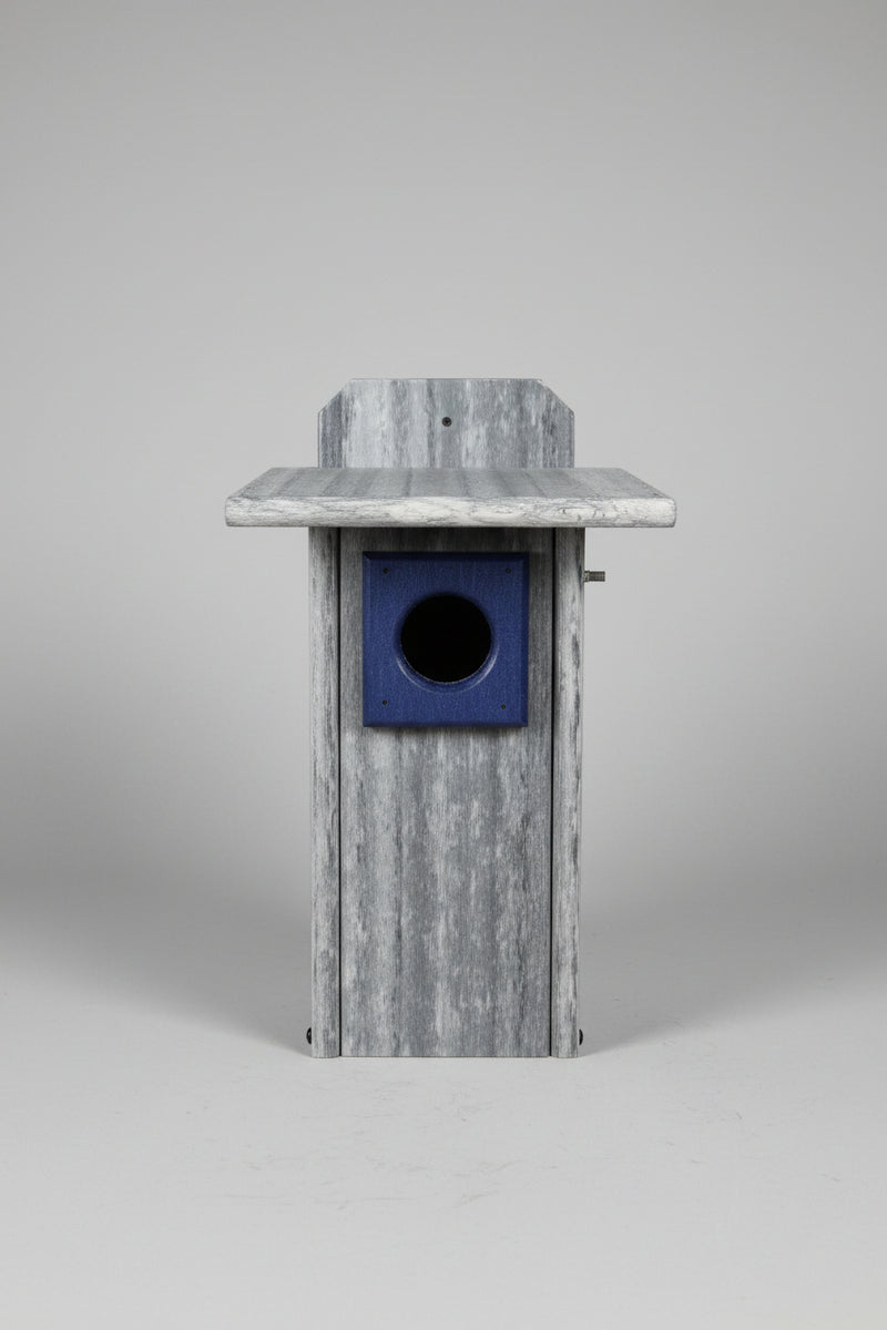 Recycled Plastic Bluebird House with Predator Guard - Marble Gray/Navy
