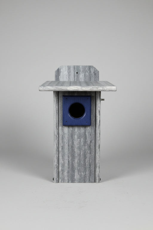 Recycled Plastic Bluebird House with Predator Guard - Marble Gray/Navy