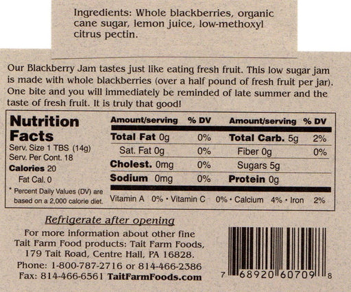 Blackberry Jam - nutritional and ingredient information