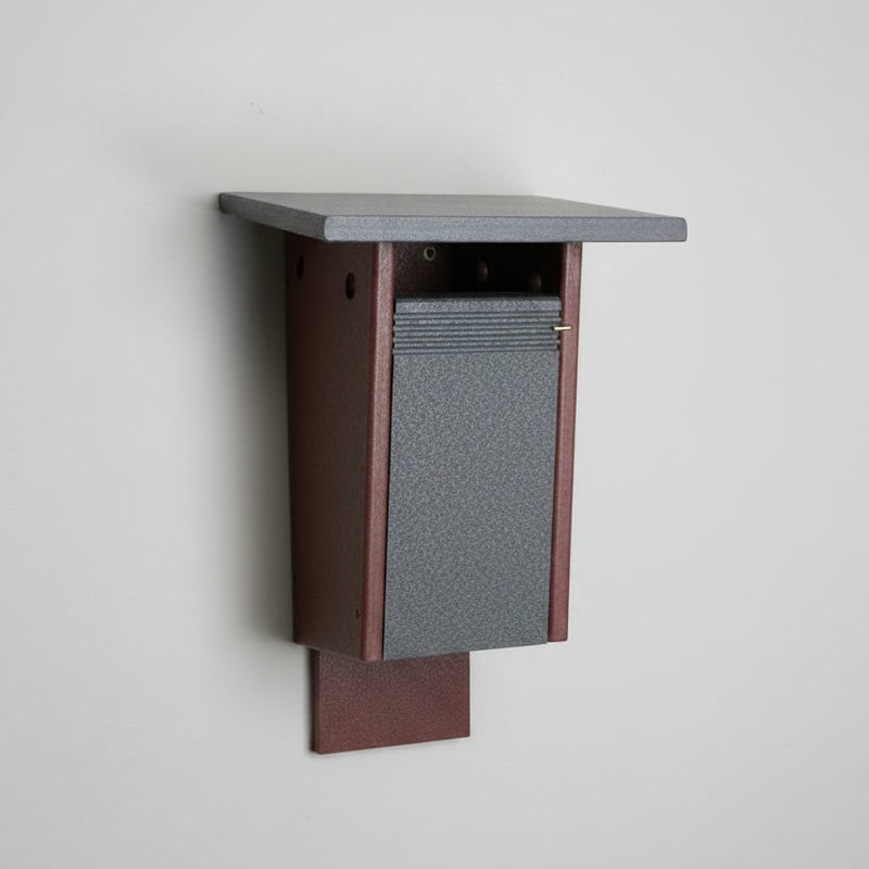 Sparrow Resistant Slot Bluebird House - Recycled Plastic - Grey/cherrywood