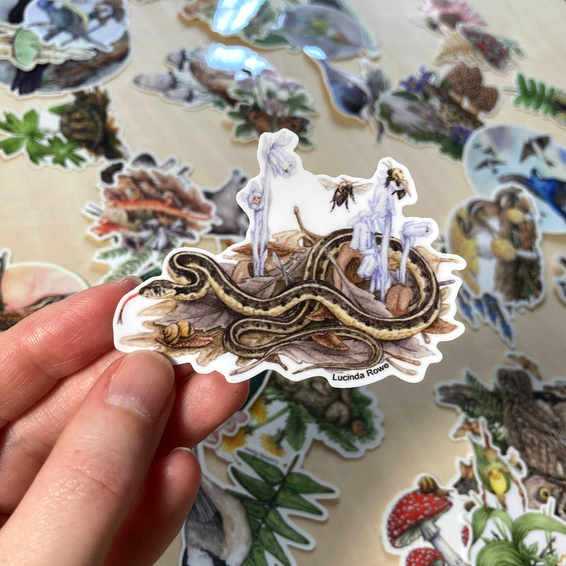 Sticker - Garter Snake with Ghost Pipes
