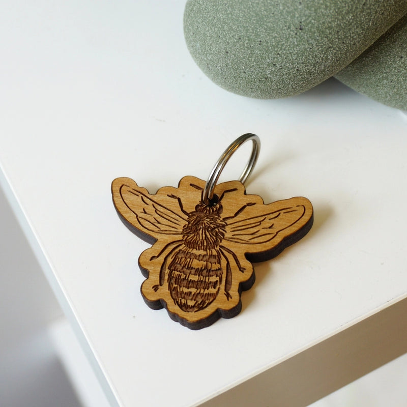 Bee Wood Keychain